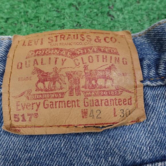 VINTAGE Levis 517 Jeans Mens 42x30 (41x30) Blue Boot Cut USA MADE Denim - Picture 8 of 14